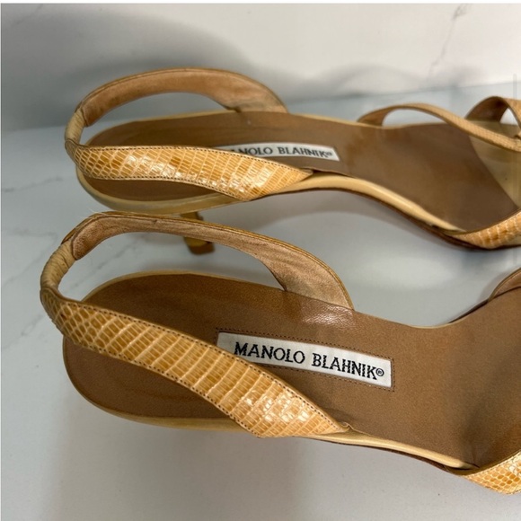 Manolo Blahnik Snakeskin Slingback Heels Sandals
Leather Open Toe Size 40 - Picture 6 of 11